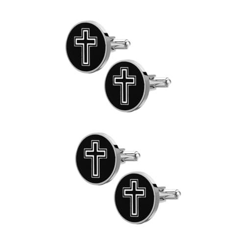 VALICLUD 2 Pares gemelos cruzados botones decorativos Color Decoración camisa Hombres atar botón traje campo de golf bar Ropa y Accesorios sujetadores de camisa Acero titanio Black