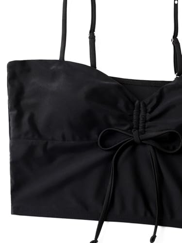 Lilosy Drawstring High Waisted Bikini Set Srting Swimsuit Spaghetti Strap Cami Top and Tie Side Shorts 2 Piece4