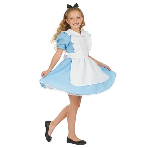 Fun Shack Disfraz Alicia Niña, Vestido Alicía Niña Maravillas, Alice Costume, Disfraces Personaje de Cuentos, Disfraz Carnaval Niña, Disfraz Halloween - S