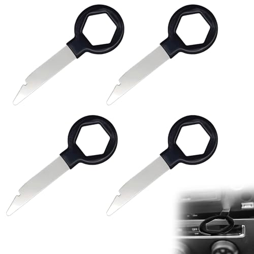 4 Pz Cle Estrazione Autoradio, Strumenti Auto Radio, Acciaio Inox Chiavi Estrazione Posta Radio Auto, Strumento Smontaggio Trim Auto, Compatibile Per La Maggior Parte Di Automobili, Nero
