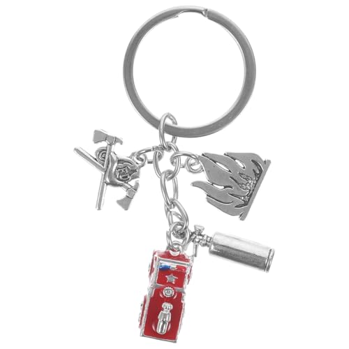 EXCEART Feuerwehr SchlüSselanhäNger Aus Metall – Stilvolle TaschenanhäNger Mit Feuerwehrmotiven Helm, FeuerlöScher Und Abzeichen, Perfekt Als FüR FeuerwehrmäNner