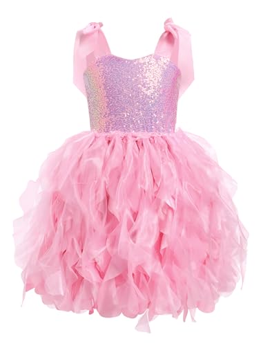 IBTOM CASTLE Birthday Dress for Girls Sequin Tulle Tutu Party Dress Sparkly Princess Wedding Guest Formal Pageant Ball Gown
