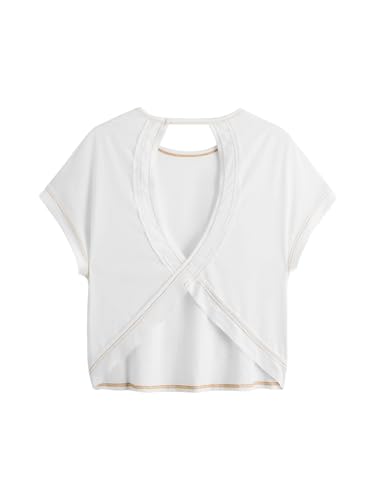 Image of RoseSeek Women's 3 Packs Open Back Tops T Shirt Criss Cross Cut Out Tee Short Sleeve Crewneck Summer Backless Tops