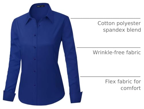 Image of J.VER Womens Dress Shirts Long Sleeve Button Down Shirt Wrinkle-Free Business Casual Blouse Office Work Tops