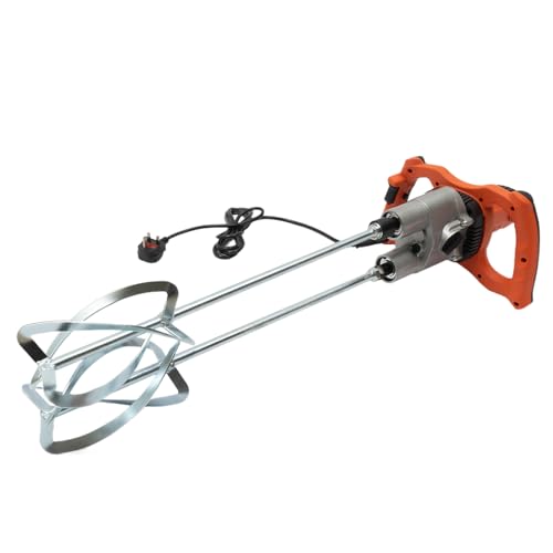 Mezclador de cemento eléctrico de mano de 1800 W, mezclador de concreto portátil, mezclador de paleta de doble varilla de velocidad ajustable, herramienta para mezclar lechada, yeso, mortero, pintur