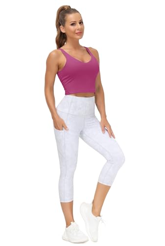 Image of THE GYM PEOPLE Womens' Sports Bra Longline Wirefree Padded with Medium Support
