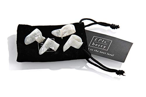 EPIC berry Thumb and Finger Picks - Large White - Best for Fingerstyle Guitar, Banjo or Ukulele. Includes a Pouch.