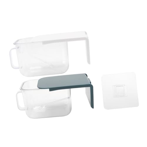 SOLUSTRE 1set Kitchen Condiment Jars with Sliding Cover Space Saving Spice Containers for Easy Access and Organization Non Marking Stickers for Convenient Installation Modern Decorative 2pcs