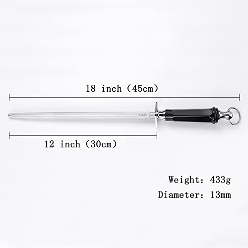 Kintif Honing Steel 12 Inch Knife Sharpener, Professional Knife Honing Rod, Fine Lines,Wear Resistant,Helps Repair Restore Polish Blades Sharpening Rod #TOP5