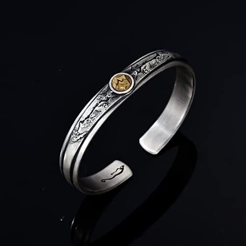 Sterling Silver Bangle Bracelet Snow Mountain Cuff Bracelet for Men Women3