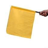 Honseadek Bandiera per arbitro di calcio e calcio guardalinee con asta in acciaio inox, manico antiscivolo, leggera e portatile, attrezzatura sportiva rossa, verde, giallo (giallo)