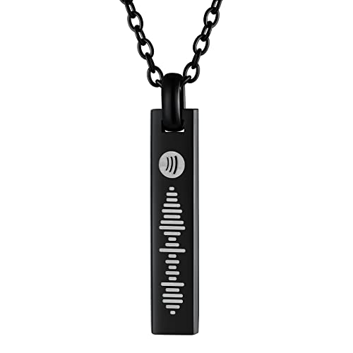 Custom4U Spotify Code Necklace Personalized Scannable Spotify Music Bar Necklace Custom Scan Spotify Pendant Engraved Music Song Playlist Jewelry for