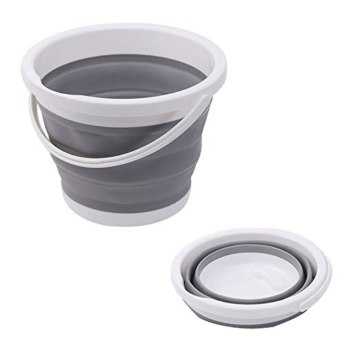 ddLUCK 10L (2.6 Gallon) Premium Collapsible Bucket - Fishing Water Pail Folding Bucket Water Bucket Container With Sturdy Handle For Hiking Backpacking Camping And Car Household CleaningGray