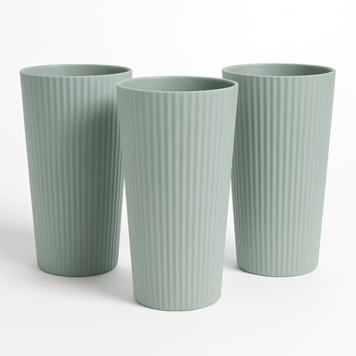 BROTHER'S PLASTIC Soft Sea Green Recycled Plastic Beverage Tumbler 26 oz (3 Pack) – Durable Reusable Drinking Cup Set for Home, Office, Outdoor Use – Lightweight Tumblers