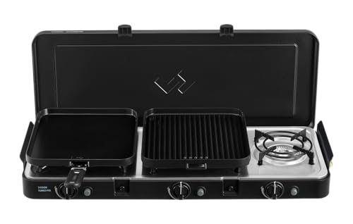 Cadac Portable Stove 3 Cook Turbo FFD QR - Gas Powered with Butane, Propane - 3 Burner, Innovative, Includes Storage Bag