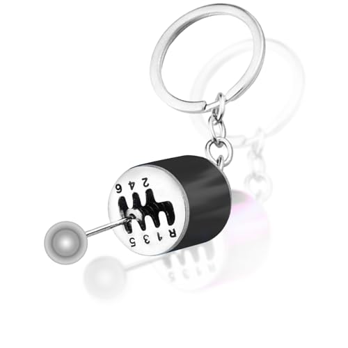Luminuti 1 Pcs 6 Speed Manual Car Shifter Keyring, Metal Key Chain Model, Auto Gear Shifter Model Keychain, Suitable For Both Men And Women （Black）