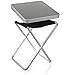 Produktbild com-four® Campinghocker mit Tischplatte - Camping-Klapptisch, Klappstuhl - Leichter, Faltbarer Alu-Campingstuhl zum Angeln, Picknick, Strand oder auf Reisen (Tisch/Hocker - grau)