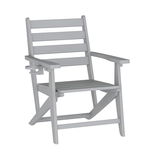 Flash-Furniture-Tolleson-Adirondack-Dining-Chair-with-Cup-Holder-Commercial-Weather-Resistant-Recycled-HDPE-Adirondack-Chair-Fold-Out-Cupholder-Gray
