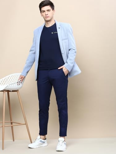 Image of SHOWOFFFF Men Solid Single Breasted Party Blazer | Notched Lapel Full Sleeves Cotton Blazer's for Mens | Slim Fit Regular Length Blazers for Men's