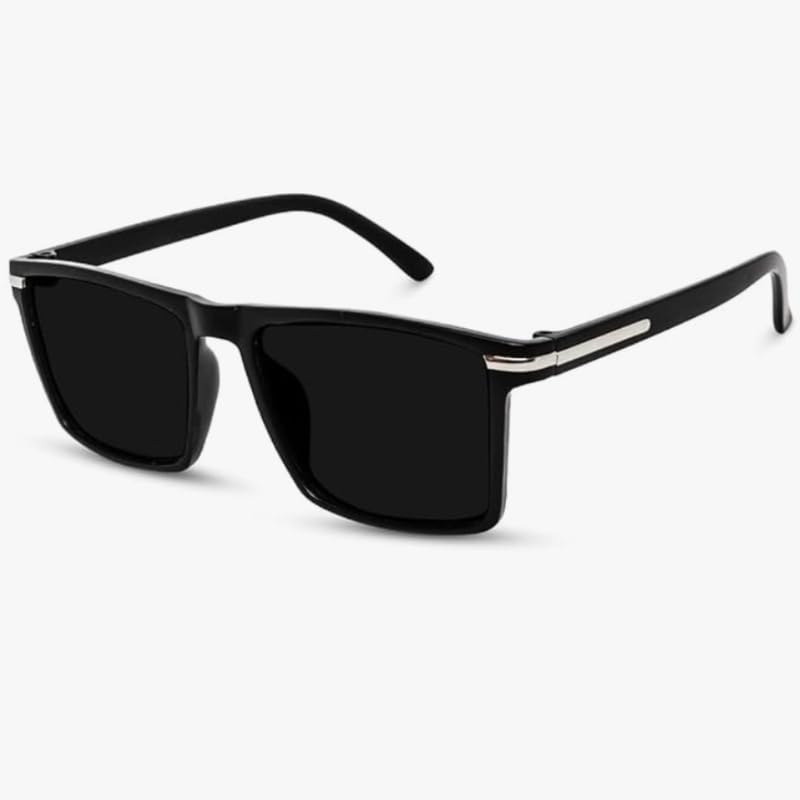 Classic Black Square Sunglasses for Men & Women | UV Protected Matte Frame Fashion Shades | Unisex Stylish Eyewear for Driving, Travel-image-39