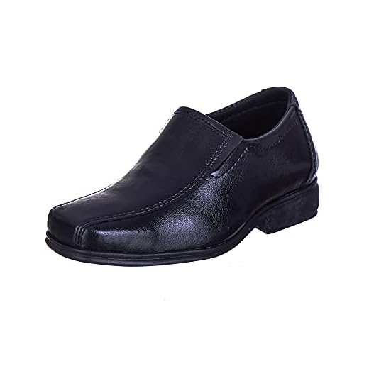 Sapato Social Infantil Menino Bico Quadrado Ajuste Elastico Calce Facil Pajem Casamento Tamanho:21;Cor:Preto