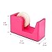 ABEL SimpleWork Desktop Tape Dispenser, Pink, 1 in Core, Non-Skid Weighted Base, Tape Cutter for Office, Home, School, and Crafts