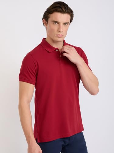 Image of Parx Men Regular Fit Solid Pattern Cotton Polyester Blend Half Sleeve Polo Neck Casual T-Shirt
