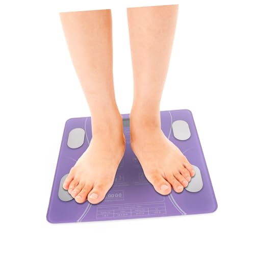 Báscula digital de baño violeta con pantalla LED miniatura 7