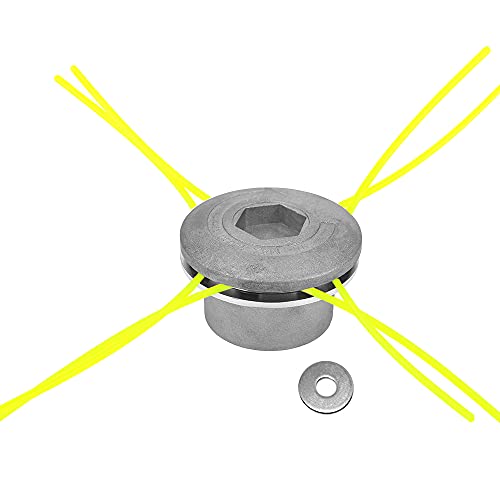 Cabezal Desbrozadora Universal, ZoneYan Cabezal de Corte de Césped de Aluminio, Cortador de Cabeza de Aluminio Césped, con 4 pcs Línea de Césped