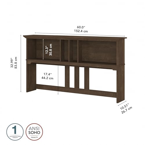 Bush Business Furniture SAH160ABR-03 Bush Furniture Salinas 60W Hutch In Ash Brown, Desk Attachment thumb #2