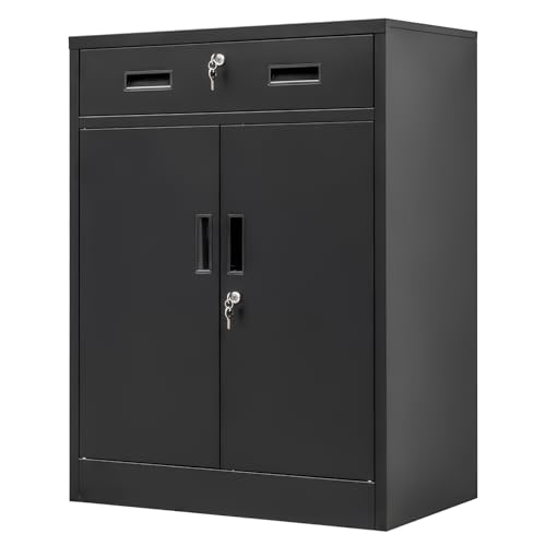 BESFUR 36" H Metal Cabinet with Lockable Drawer and 2