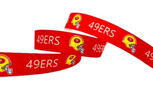 49ers ribbon. 5 yards grosgrain ribbon. Party decorations. Handmade in the USA.