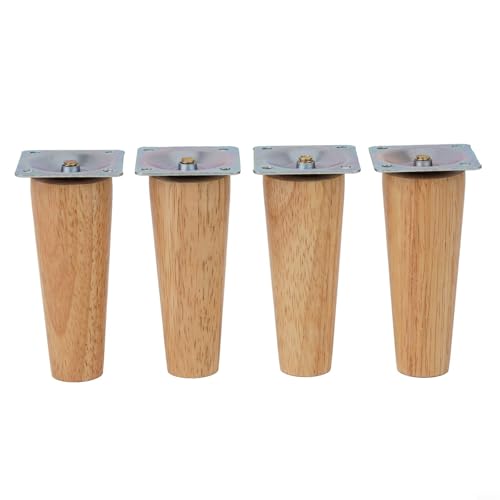 Lot de 4 pieds de meubles en chêne massif avec plaques de montage - Kit de pieds de table en bois pour canapé, armoire, lit, chaise, angle et droit, gris (droit, 10 cm)