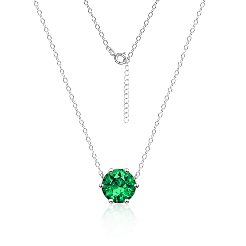ALEXCRAFT Collar Light Point Collar de Mujer de Plata 925 Plata con Piedra Verde Collares de Mujer con Punto de Luz Amuleto de la Suerte de Verano