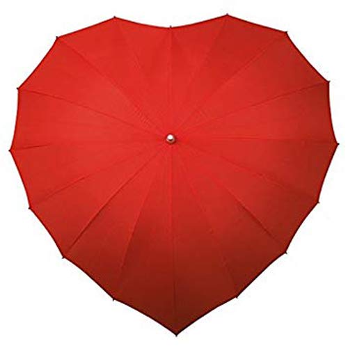 Women's Synthetic Aluminium Fibre Heart Shape Umbrella (Red)-image-1