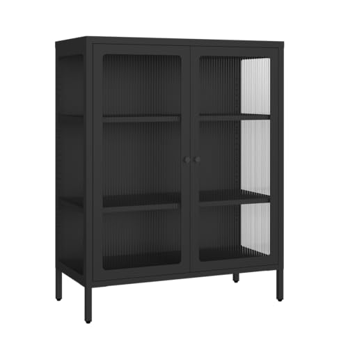 skølm Norns Metall Kommode bis 80 kg – Vitrine Schwarz mit 3...