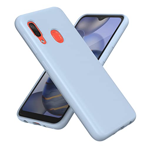 Image of OHLIGIA Samsung Galaxy A20E Liquid Silicone Case Slim Protective 3 Layer Shockproof Phone Cover with Anti-Scratch Soft Microfiber Lining for Galaxy A20E (Light Blue)