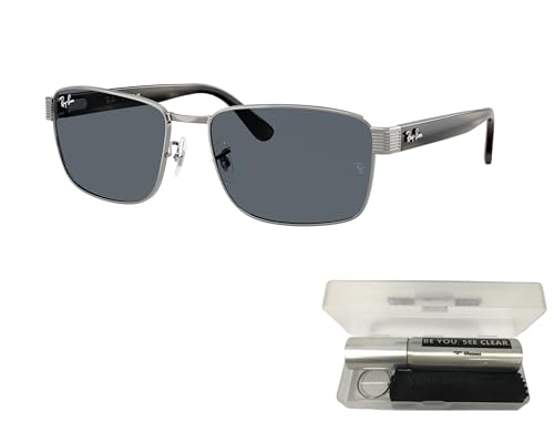 Ray-Ban RB3750 Sunglasses Bundle: RB 3750 004/R5 Gunmetal/Blue Crystal Standard and Eyewear Cleaning Kit2