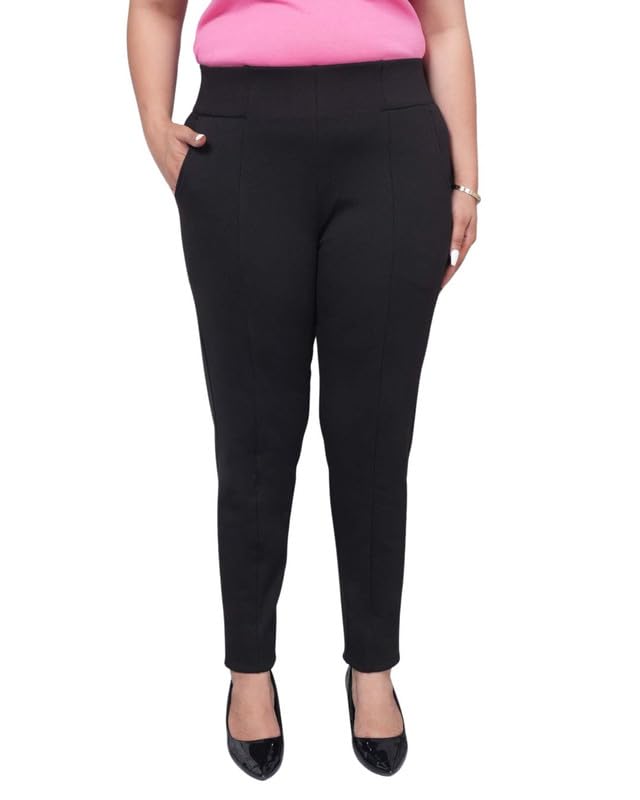 mlada Women's Solid Cotton High Waist Ankle Length Jegging Trousers with 2 Side Pockets | Office Wear Summer Pants | Regular Fit, Stretchable, Comfortable & Stylish Everyday Bottoms-picture-24