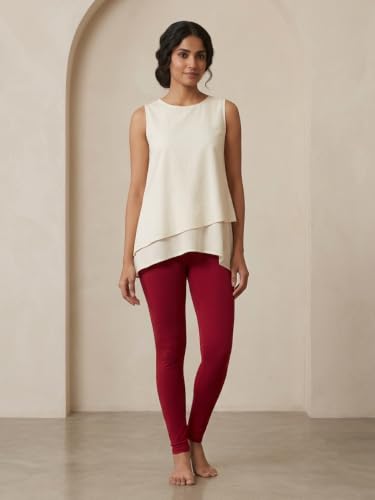 Image of Women's Cotton Lycra Ankle Length Leggings | Regular Rise, Soft 4 Way Stretch Fabric | Casual & Ethnic Wear