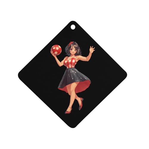 Pin Up Girl Bowling Ball Car Air Freshener Hanging Aromatherapy Tablets for Car Accessories Rhombus