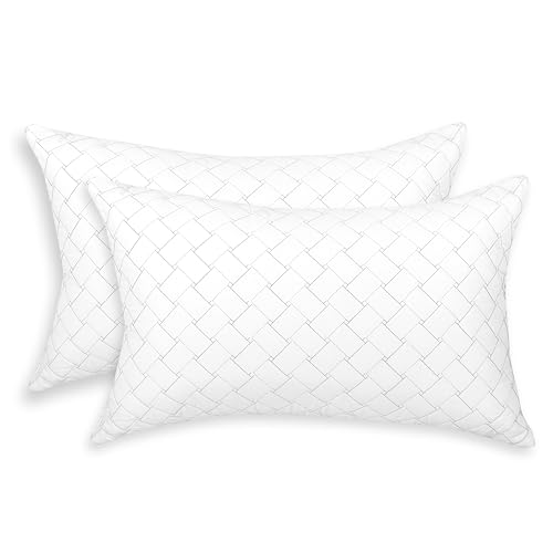 Image of Pack of 2 Ultra Sonic Hotel Quality Standard Pillows 17x27 Inch Microfiber Fill Polycotton Casing Soft Fluffy Machine Washable 48 x 63 CM Pillow