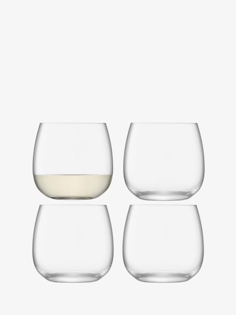 Borough Stemless Glass 370ml Clear | Set of 4 | Dishwasher Safe | BG10, White