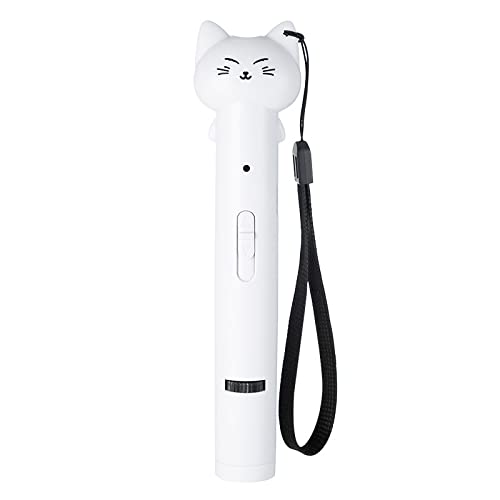 光おもちゃ 猫用 LEDライト ペンライト 猫型 猫ちゃん 猫グッズ 猫玩具 充電式 充電ケーブル不要 人気 猫 おもちゃ 7 in1機能 猫運動不足解消 懐中電灯 持ち運び便利 ポケットに入れる可能 (白)（Amazon）