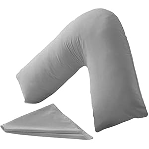 CnA Stores Orthopaedic V-Shaped Pillow Extra Cushioning Support For Head, Neck & Back (Grey, V-pillow With Cover)