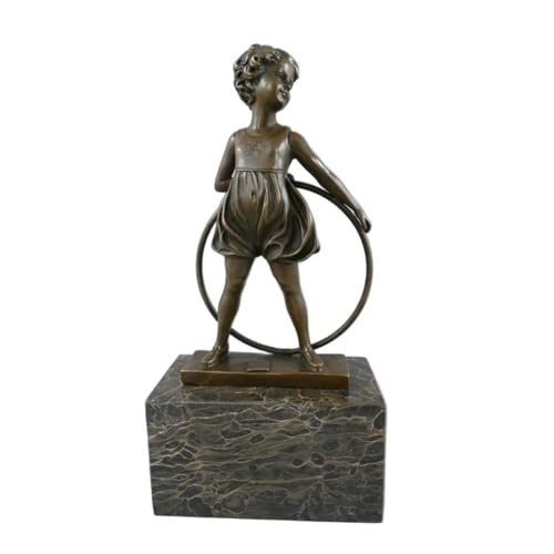 Antikas - Figura in bronzo di alta qualità Art Deco, ragazza con pneumatici, base in marmo, altezza 27 cm