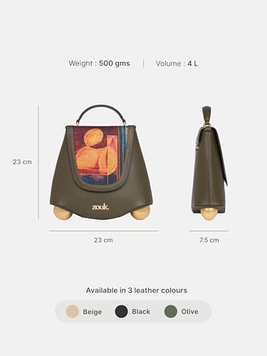 Image of ZOUK Women's Svara Sling Bag | Vegan Leather Bag | Crossbody + Top Handle with Adjustable Strap | Evening & Festive