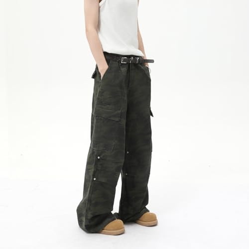 Men's Jeans Autunm American Big Pocket High-Street Pleated Cotton Loose Commute Weekend Long Pants2