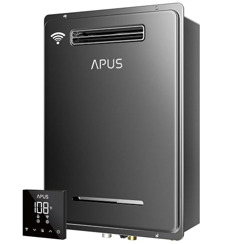 APUS 190,000 BTU Outdoor Tankless Water Heater, 8.1 GPM Natural Gas Instant Hot Water Heater with WiFi & Remote Control, High Efficiency for Supports 5 Outlets