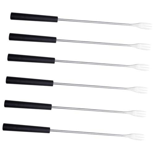 BESTYASH 6pezzi Forchette Fonduta in Acciaio Inossidabile Con Manico Pp Antiruggine Forchettine Per Formaggio Frutta e Dessert Per Evento e Buffet
